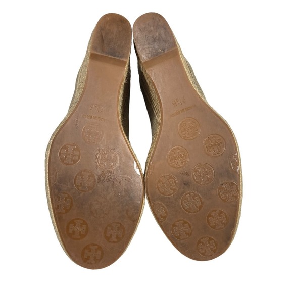 Tory Burch Jackie canvas peep toe wedge espadrille heels 9.5 M - Picture 13 of 14